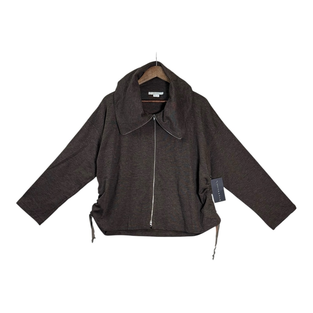 Nwt Bryn Walker Womens Shawl Collar Jacket Xs Chocolate Melange Zip Up Layering